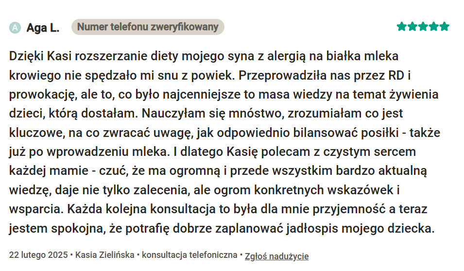 pozytywne opinie na temat konsultacji dietetycznej online w skazie białkowej